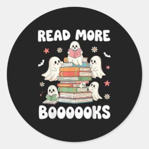 Read More Books Ghost Reading Book Halloween  Classic Round Sticker