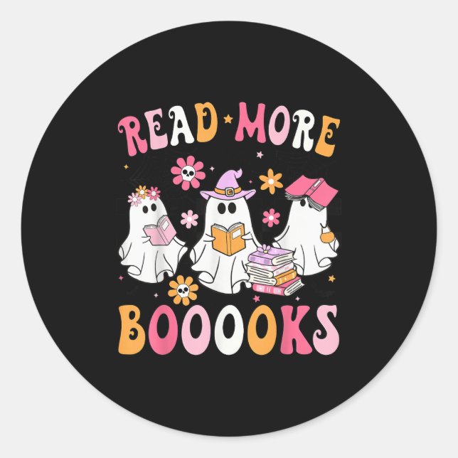Read More Books Ghosts Reading Book Funny Teacher  Classic Round Sticker (Front)