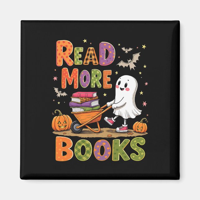 Read More Books Halloween Cute Ghost Spooky Reader Magnet (Front)