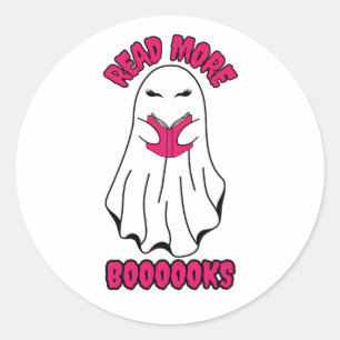 Read more Books Halloween Ghost Pink Classic Round Sticker
