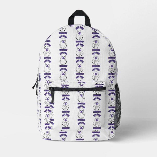 Read more Books Halloween Ghost Purple  Printed Backpack (Front)