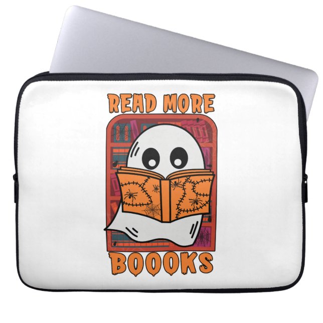 Read More Books Library Ghost Reading Halloween Laptop Sleeve (Front)