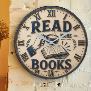 Read More Books Reading Lover Gift Large Clock