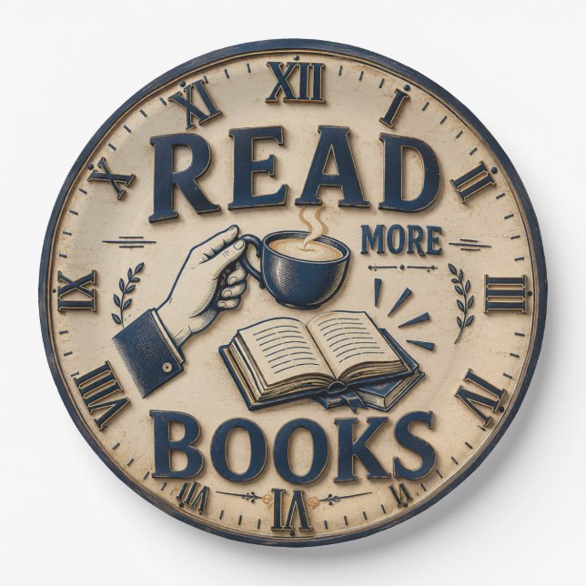 Read More Books Reading Lover Gift Paper Plate (Front)