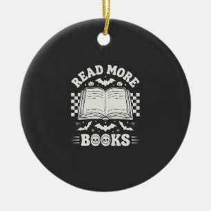 Read More Books Retro Halloween Book Lover Ceramic Tree Decoration