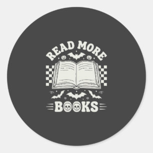 Read More Books Retro Halloween Book Lover Classic Round Sticker