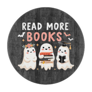Read more books Spooky Halloween Ghost Book Lovers Cutting Board