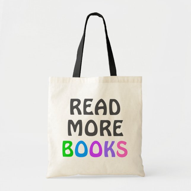 READ MORE BOOKS with Colourful Typography Book Tote Bag (Front)