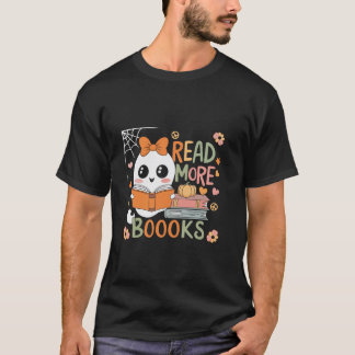 Read More Booooks Cute Ghost Pumpkin Books Reading T-Shirt