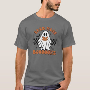 Read More Boooooks Cute Ghost Book Reading Hallowe T-Shirt