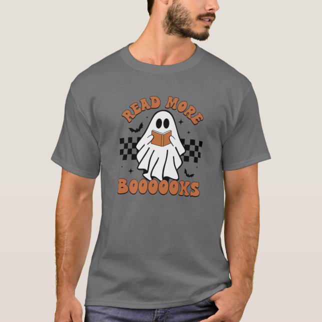 Read More Boooooks Cute Ghost Book Reading Hallowe T-Shirt (Front)