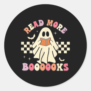 Read More Boooooks Cute Ghost Read More Boooooks H Classic Round Sticker