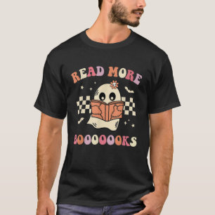 Read More Booooooks Bookish Spooky Teacher Retro H T-Shirt