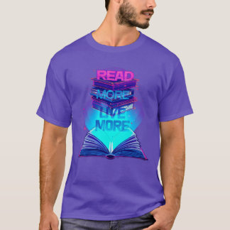 Read More Live More – Neon Book Stack & Glowing T-Shirt