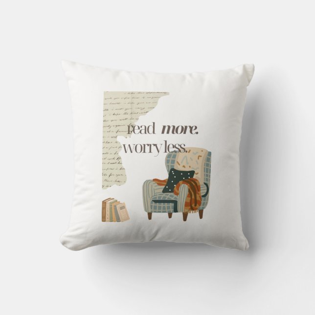 Read More, Worry Less Book Lover Cushion (Front)