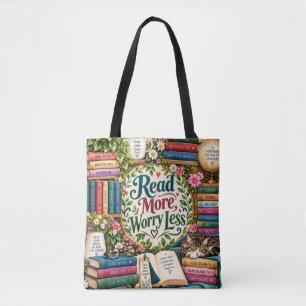 Read More Worry Less Book Tote Bag