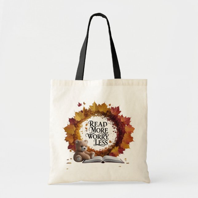 Read More Worry Less Tote Bag - Aesthetic Autumn  (Front)