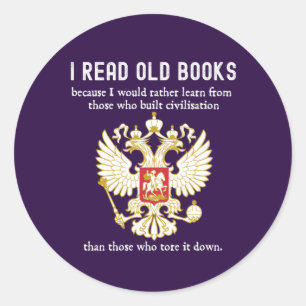 Read Old Books Conservative Anti Cancel Culture Classic Round Sticker