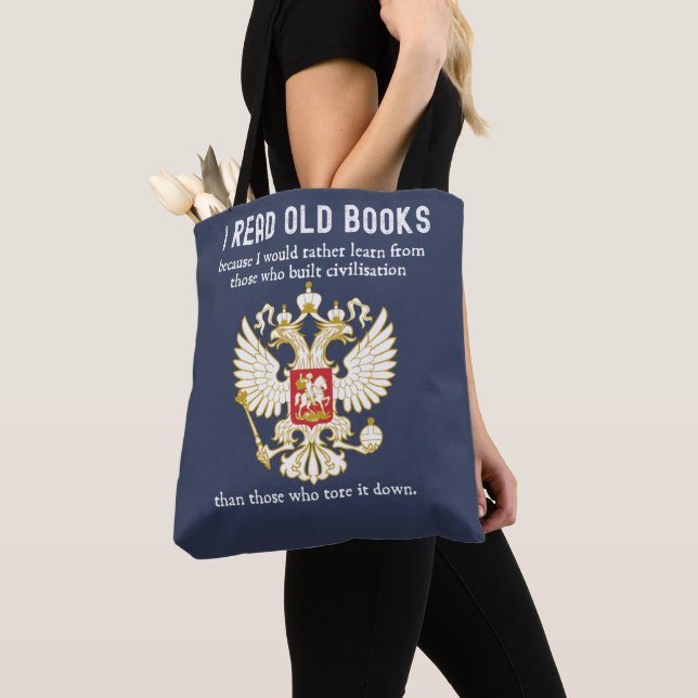 Read Old Books Conservative Anti Cancel Culture Tote Bag (Close Up)