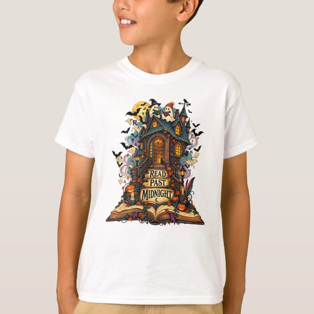 Read Past Midnight Haunted Library T-Shirt (Front)