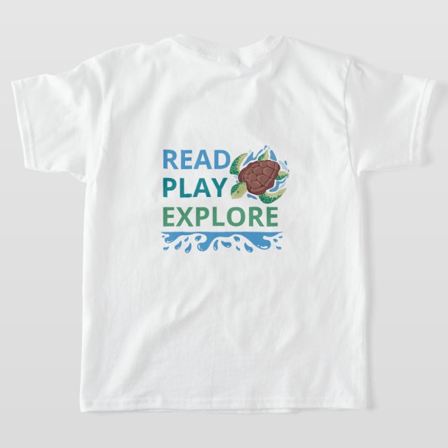 Read Play Explore Ocean Theme girls T-Shirt  (Laydown Back)