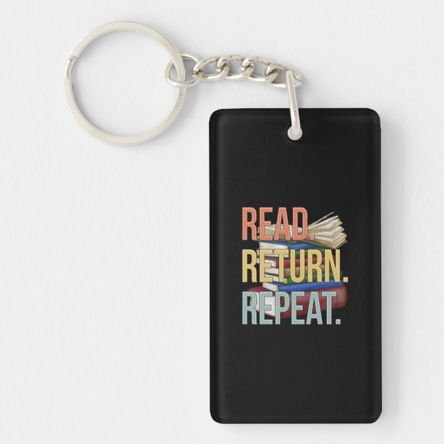 Read Return Repeat Funny Librarian Book Reading Key Ring (Front)