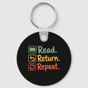 Read Return Repeat Reading Book Lovers Retro Key Ring