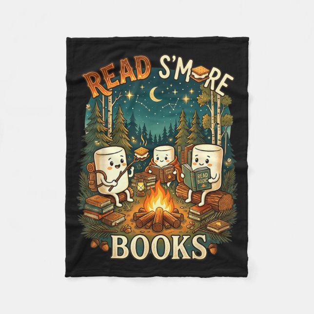 Read s'more books cute campfire reading book lover fleece blanket (Front)