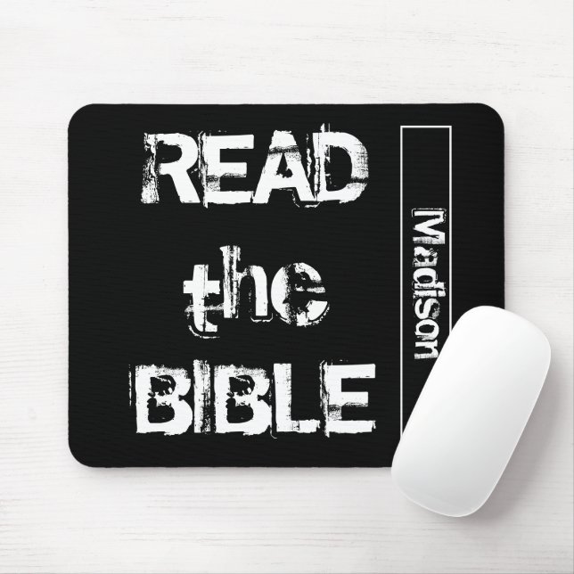 Read The Bible Black and White Mouse Mat (With Mouse)