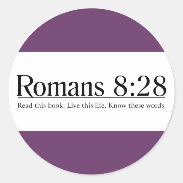 Read the Bible Romans 8:28 Classic Round Sticker (Front)