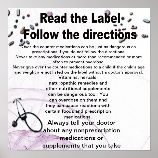 Read the Label, follow the directions Poster (Front)
