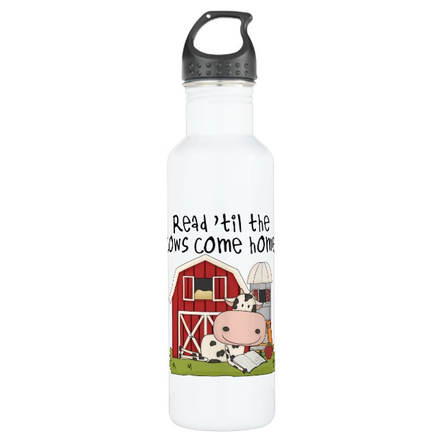 Read 'til The Cows Come Home 710 Ml Water Bottle (Front)