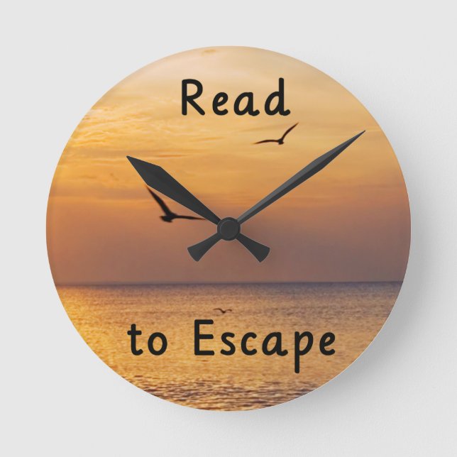 Read to Escape Wall Clock | Book Lover Quote (Front)