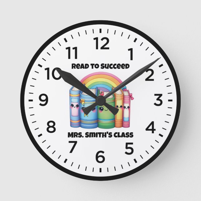 Read to Succeed Kawaii Classroom Clock (Front)