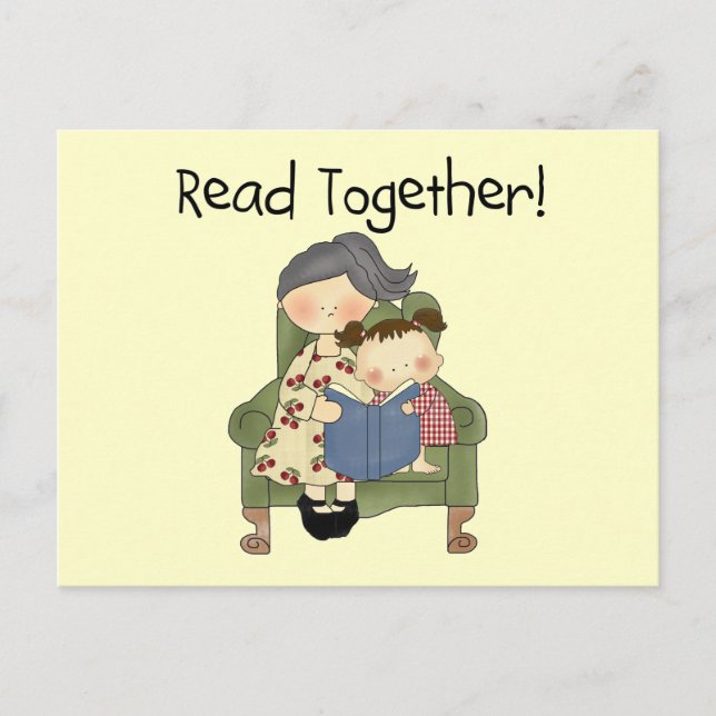 Read Together - Grandma and Girl Tshirts and Gifts Postcard (Front)