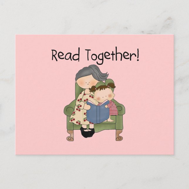 Read Together - Grandma and Girl Tshirts and Gifts Postcard (Front)