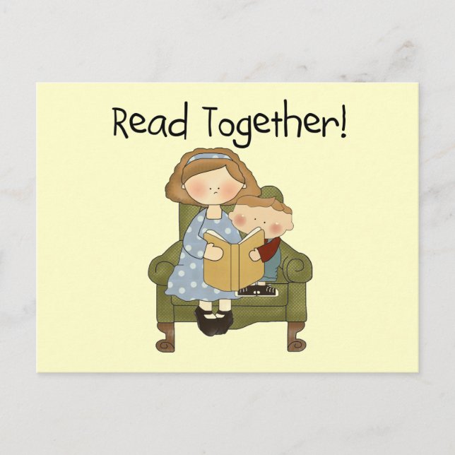 Read Together Mum and Boy Tshirts and Gifts Postcard (Front)