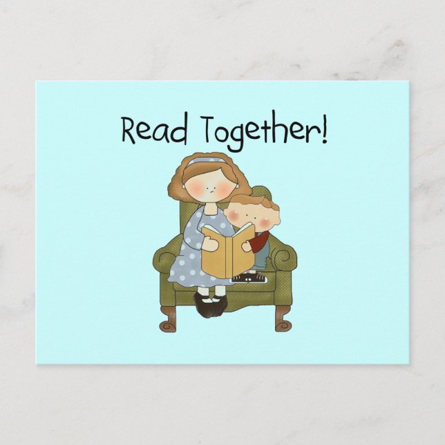 Read Together Mum and Boy Tshirts and Gifts Postcard (Front)