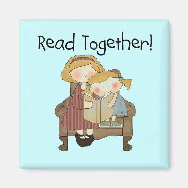 Read Together - Mum and Girl Tshirts and Gifts Magnet (Front)