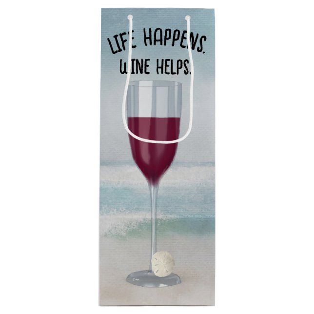 Read Wine and Sand Dollar Wine Gift Bag (Front)