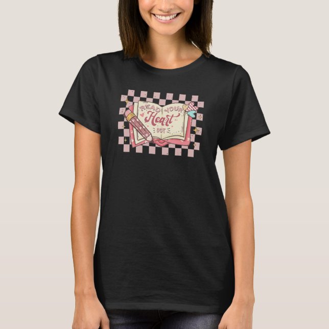 Read Your Heart Out Retro Checkerd English Teacher T-Shirt (Front)