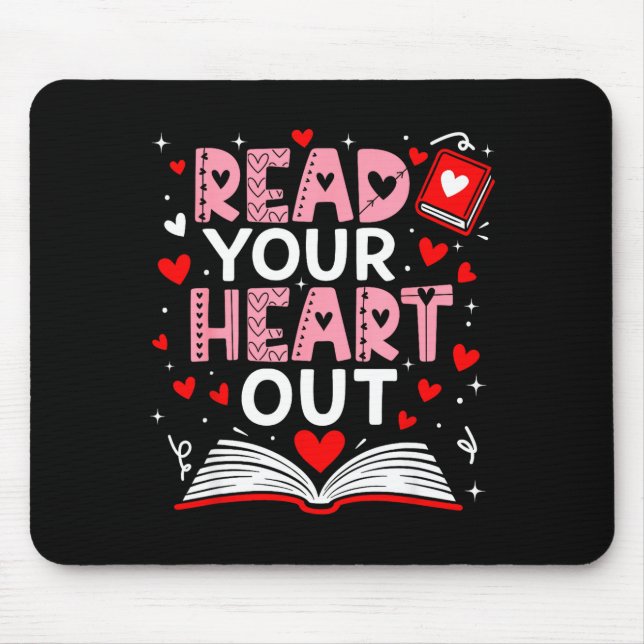 Read Your Heart Out Valentine Reading Book Girl Ki Mouse Mat (Front)