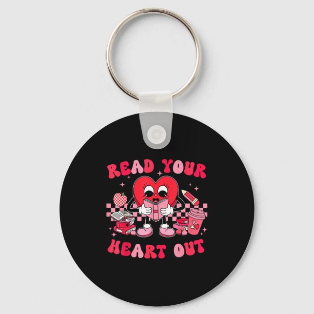 Read Your Heart Out Valentines Day Teachers Book L Key Ring (Front)