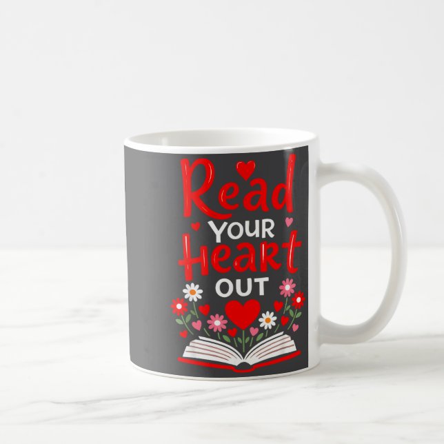 Read Your Heart Valentine Reading Book Girls Flowe Coffee Mug (Right)