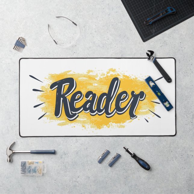 Reader Black and Yellow Slogan Desk Mat (Workstation)