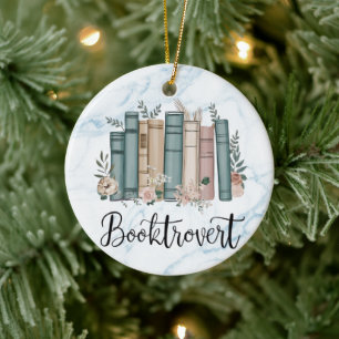 Reader, Bookworm, Booktrovert books lover, custom Ceramic Tree Decoration
