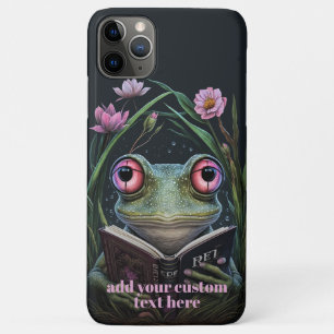 Reader Frog on Book Wildflower Cottagecore Custom iPhone 11 Pro Max Case