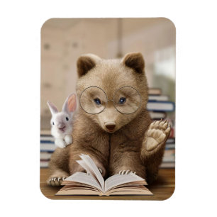 Reader Gift Bear And Rabbit Read Books Magnet