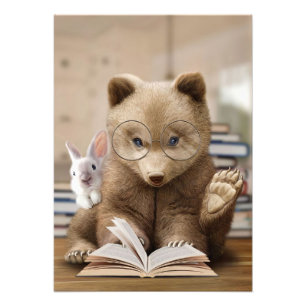 Reader Gift Bear And Rabbit Read Books Photo Print