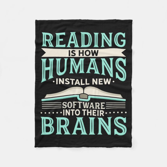 Reader Gift Reading New Brain Fleece Blanket (Front)
